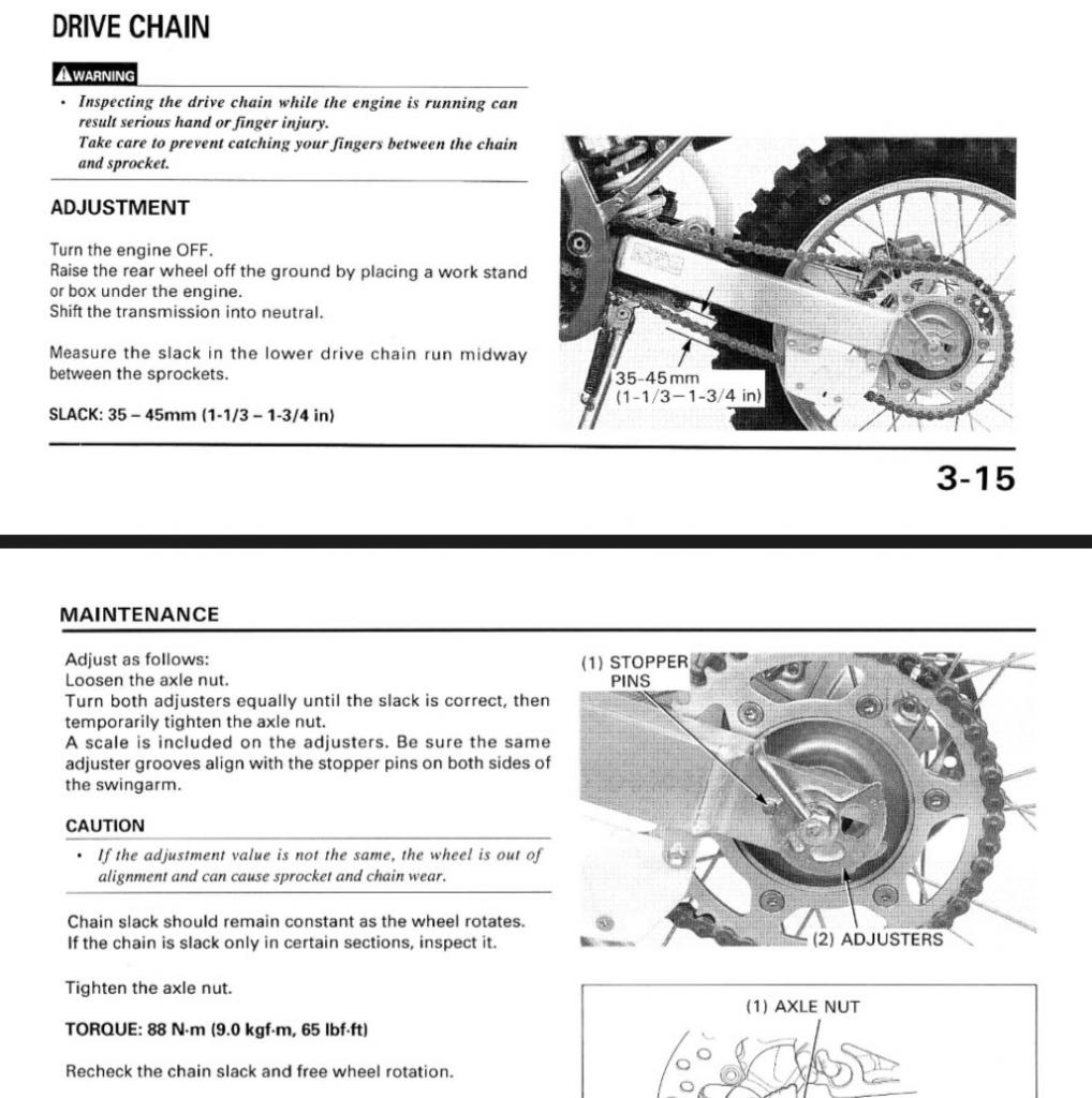 Chain tension and alignment XR250R & XR400R ThumperTalk