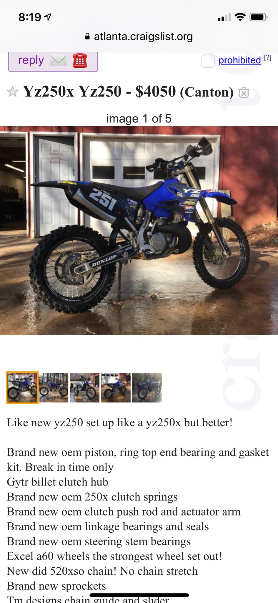 used yz250 for sale craigslist