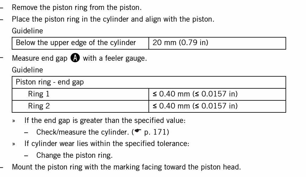 piston ring end gap clearance